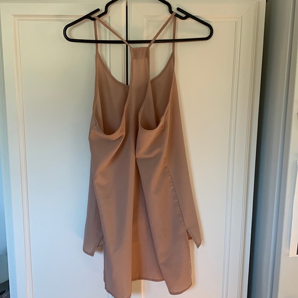 High Low beige racer back cami Tunic Tank top M - Picture 5 of 6